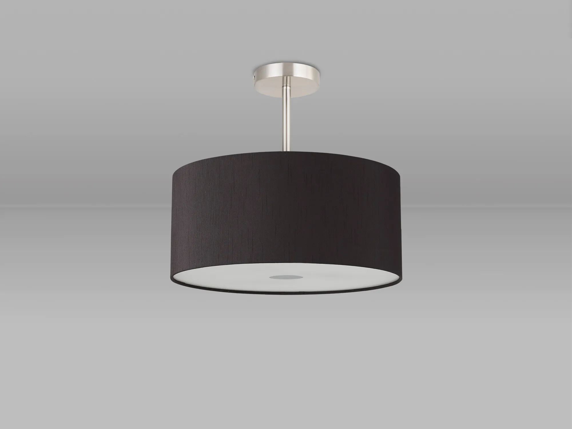 Baymont 40cm Semi Flush 3 Light Satin Nickel, Black, Frosted Diffuser DK0417  Deco Baymont SN BL